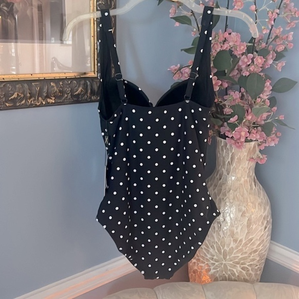 Brand New Nip Tuck Swim Polka Dot Black & White Slimming Tummy Control Swimsuit - Picture 6 of 15